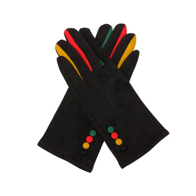 Multi 4 Button Gloves - Black