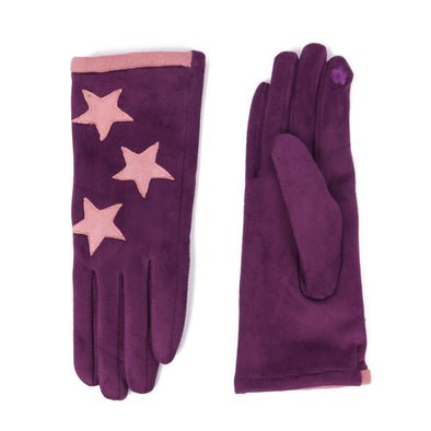Triple Star Contrast Gloves - Purple