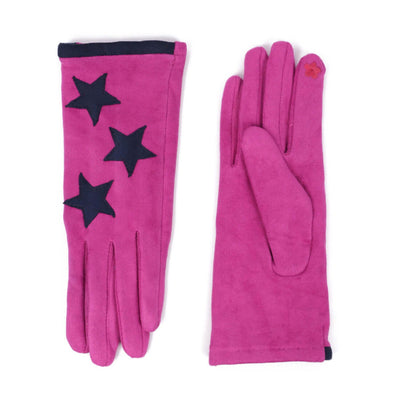 Triple Star Contrast Gloves - Fushcia