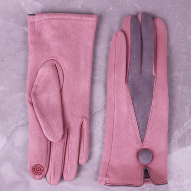Two Tone Gloves - Pink / Grey